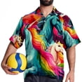 thumbnail image 4 of Robot Unicorn Attack Men's Hawaiian Button Down Short Sleeve Casual Printed Summer Beach Unisex Shirt, 4 of 6