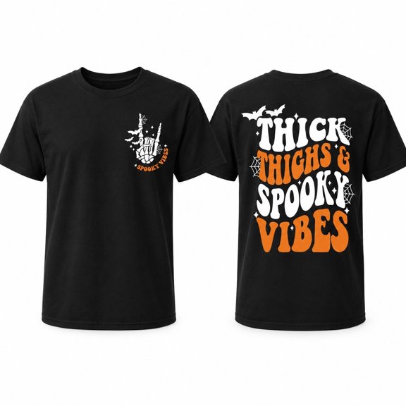 Halloween Graphic T-Shirt, Retro Spooky Vibes Unisex Classic Fit Tee