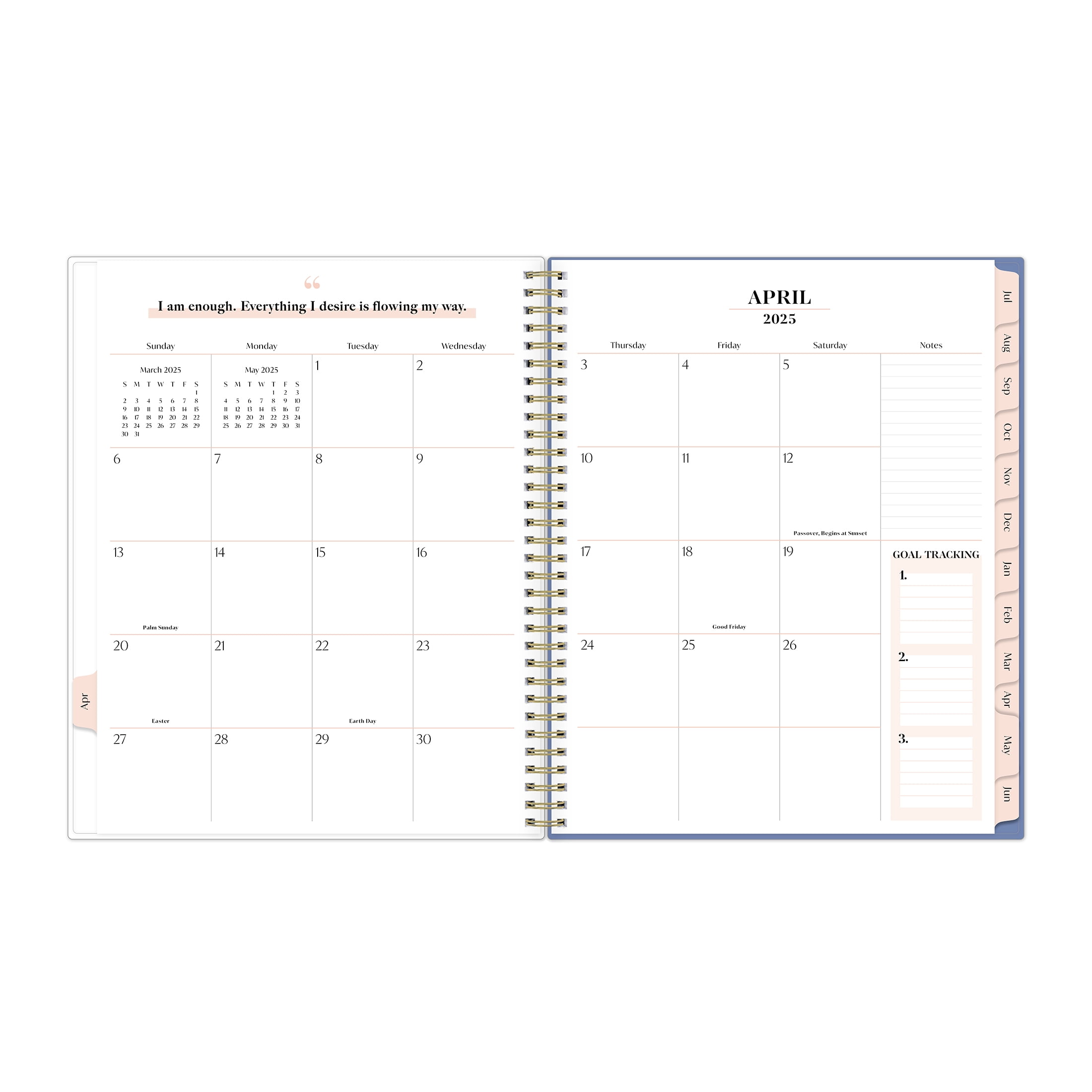 Bossbabe for Blue Sky Monthly Weekly Large, 8.5" x 11", Blue White Floral 15-Month (April 2025 - June 2026)