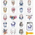 thumbnail image 1 of 18 hojas de atrapasueños para transferencias de frotar para manualidades, plumas de colores, impermeables, UV, DTF, envolturas para tazas, calcomanías de lobo y flores, 1 of 9