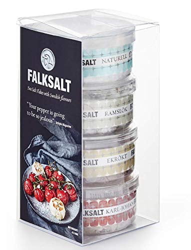 IKEA FALKSALT Sea Salt Flakes with Swedish Flavors 4 1.41 oz ea Natural, Wild Garlic, Oak Smoke & Mushroom (5.64) -