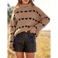 thumbnail image 4 of Women Valentines Day Turtleneck Sweaters Heart Print Long Sleeve Casual Pullovers Spring Knit Tops, 4 of 7