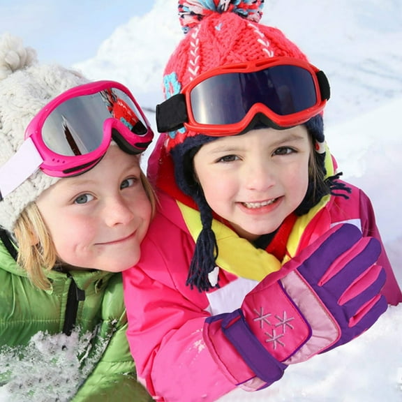 Cold Weather Thick Warm Gloves for Kids 4-12Years Toddler Kids Baby Boys Girls Warm Full Finger Ski Gloves Snow Mittens on Clearance