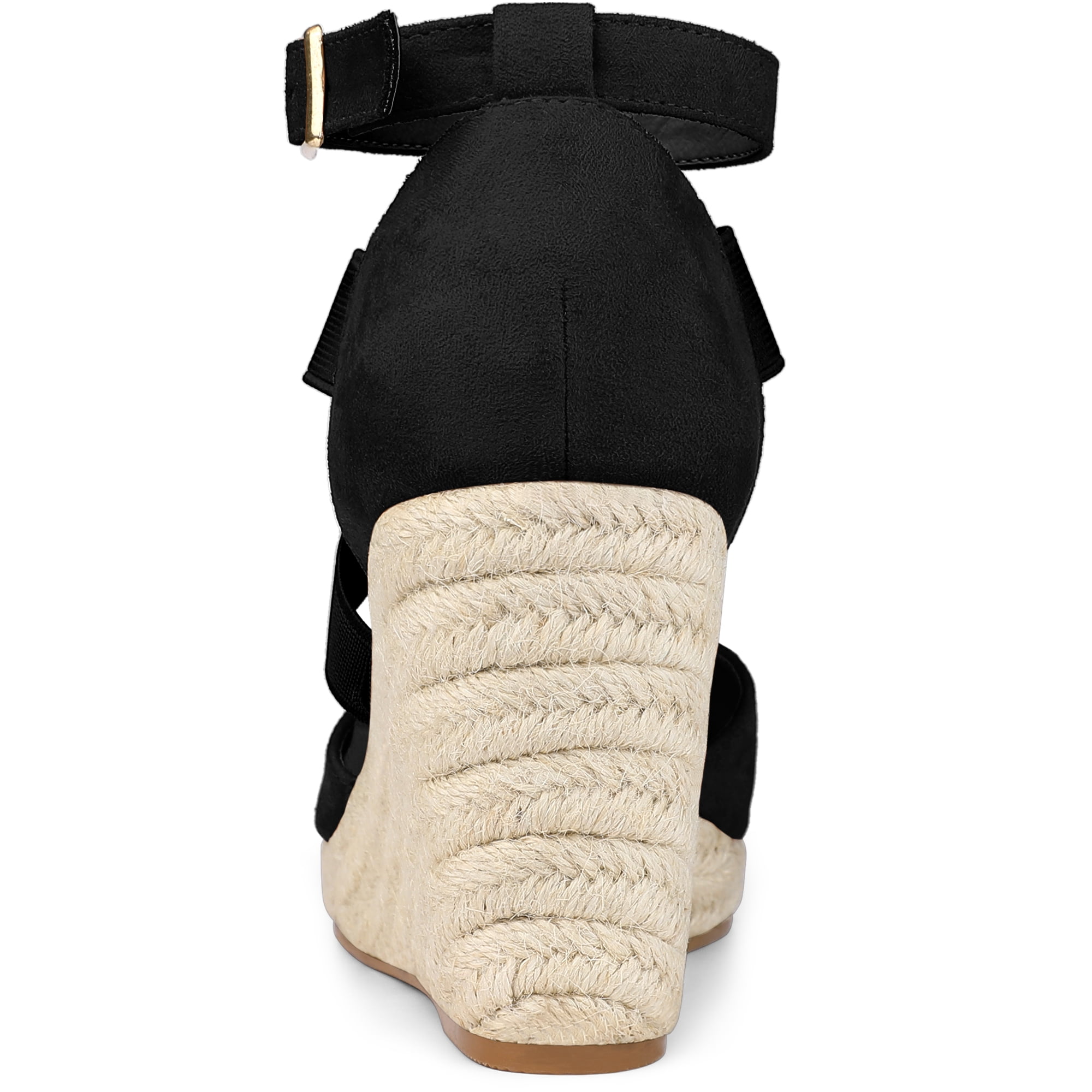 DARING DIVA Women's Espadrilles Closed Toe Wedges Heels Sandals Black 7.5
