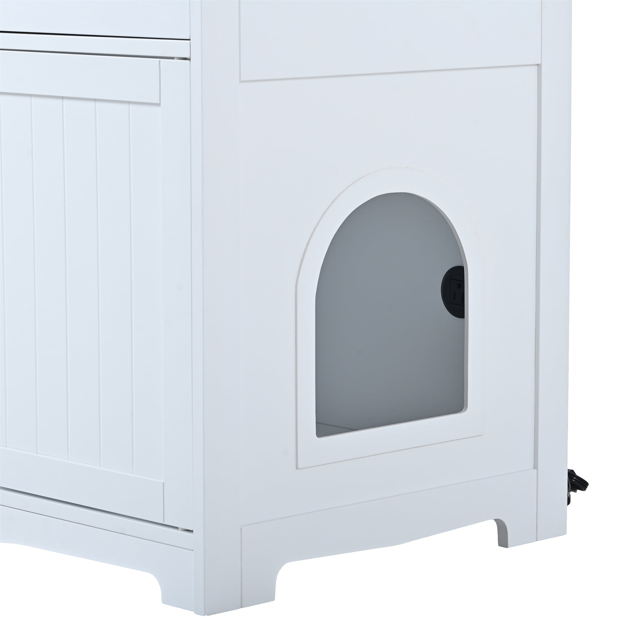 Pefilos 31" Cat Litter Box Enclosure, Hidden Cat Washroom Furniture with Divider, Large Wooden Pet House, Enough for Most of Orange Cat and Litter Box, White Pefilos 31" Cat Litter Box Enclosure, Hidden Cat Washroom Furniture with Divider, Large Wooden Pet House, Enough for Most of Orange Cat and Litter Box, White