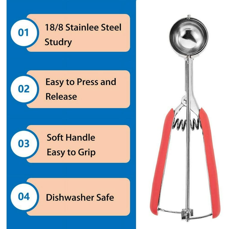 JUNADAEL J Large Cookie Scoop, 3 Tablespoons/ 45 ml/ 1.5 oz Cookie Dough  Scoop, Cookie Scoopers for Baking, Comfortable Grip, Non-Slip