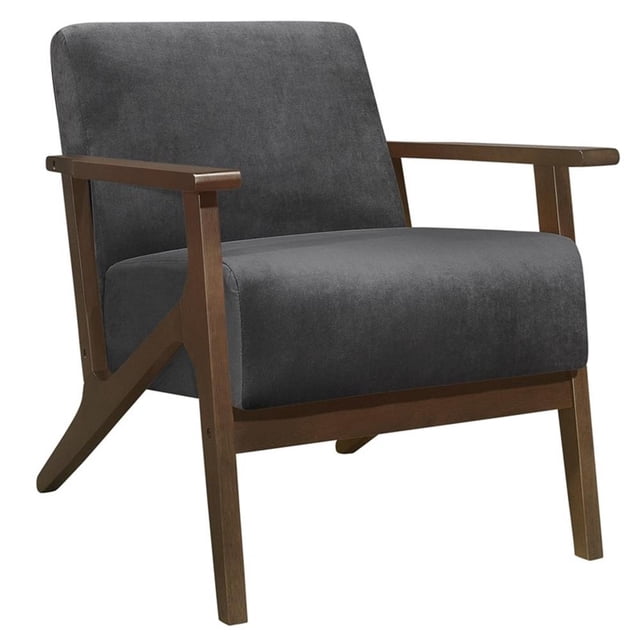 Lexicon August Fauteuil d'Appoint Rembourré en Velours, Gris Foncé