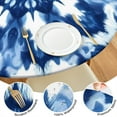 thumbnail image 4 of Indigo Tie Dye Snowflake Round Fitted Tablecloth with Elastic Edge,Dining Table Cover Waterproof,Outdoor Round Tablecloth for Camping,Dining,Indoor and Outdoor, 4 of 7