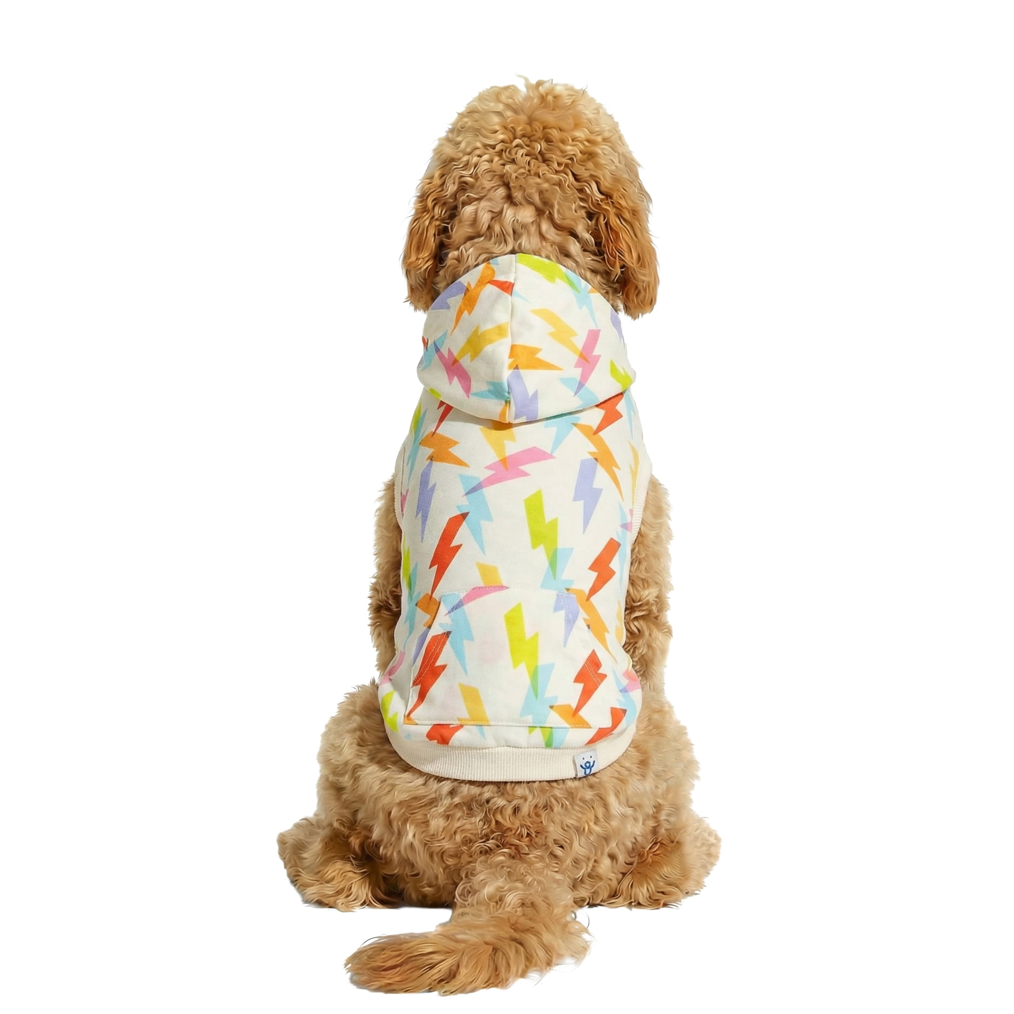 Oodles Multi-Colored Liminal Lightning Bolt Spring Dog Hoodie, Large