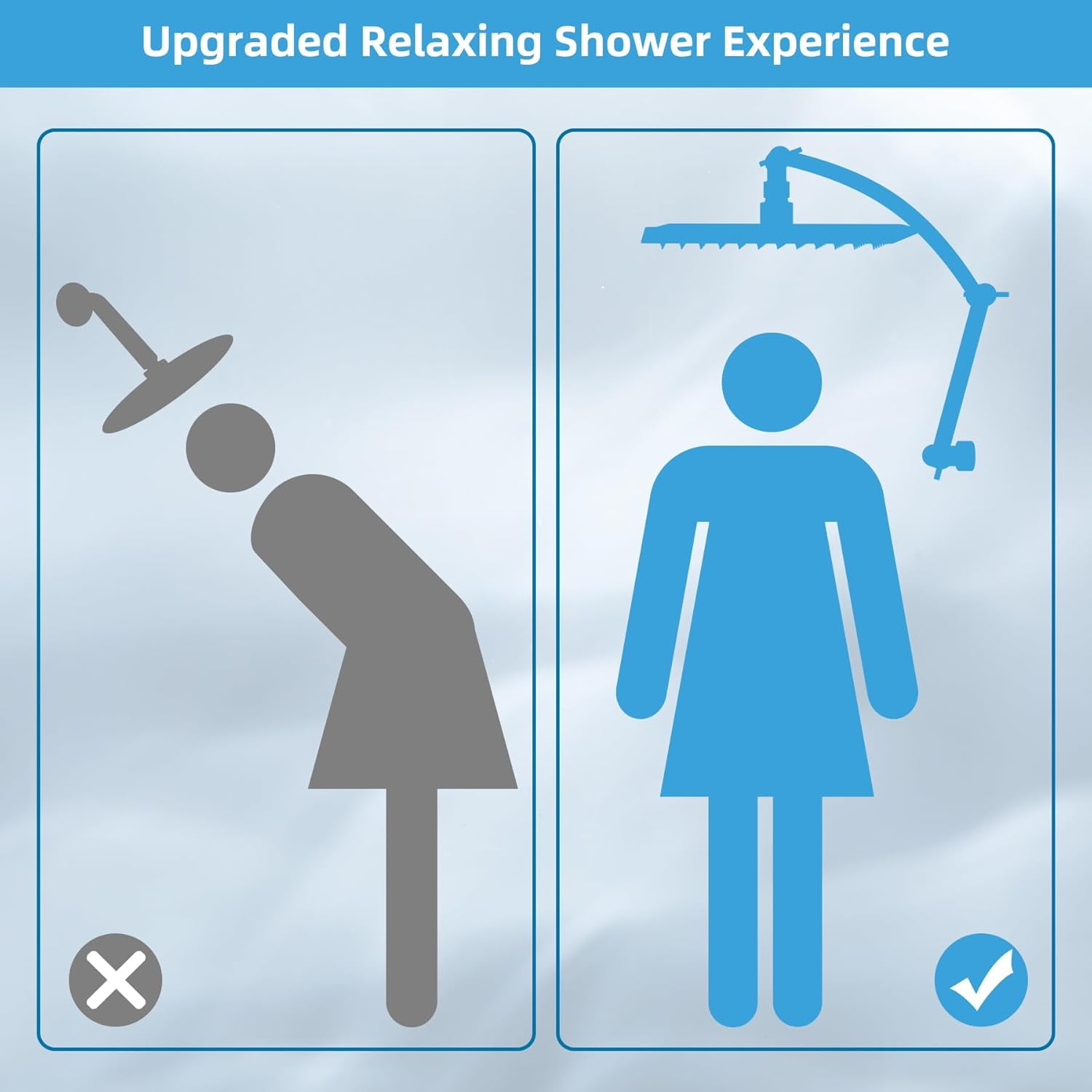 All Metal Rain Filtered Shower Head, 12'' High Pressure Rainfall Showerhead with 16" Shower Head Extension Arm, 20 Stage Shower Filter, Solid Brass Adjustable Shower Arm Extender, Chrome
