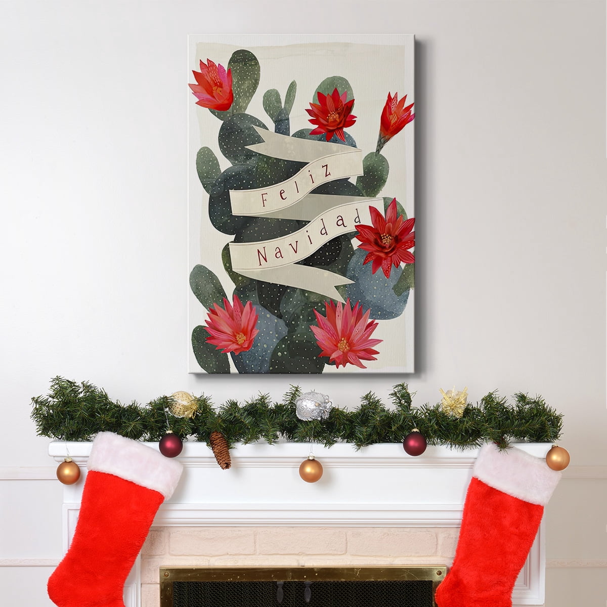 Desert Christmas Cactus I- Gallery Wrapped Canvas