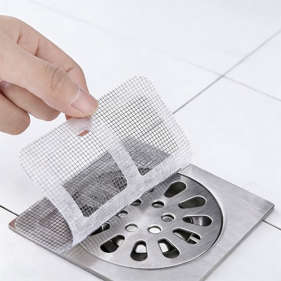 Disposable Shower Drain Hair Catcher 30 Pack,Waterproof Peel and Stick Mesh Drain Strainer Stickers for Shower,Bathtub,Bathroom Sink,Laundry and Tub Drains — Hair Trap Clog Prevention