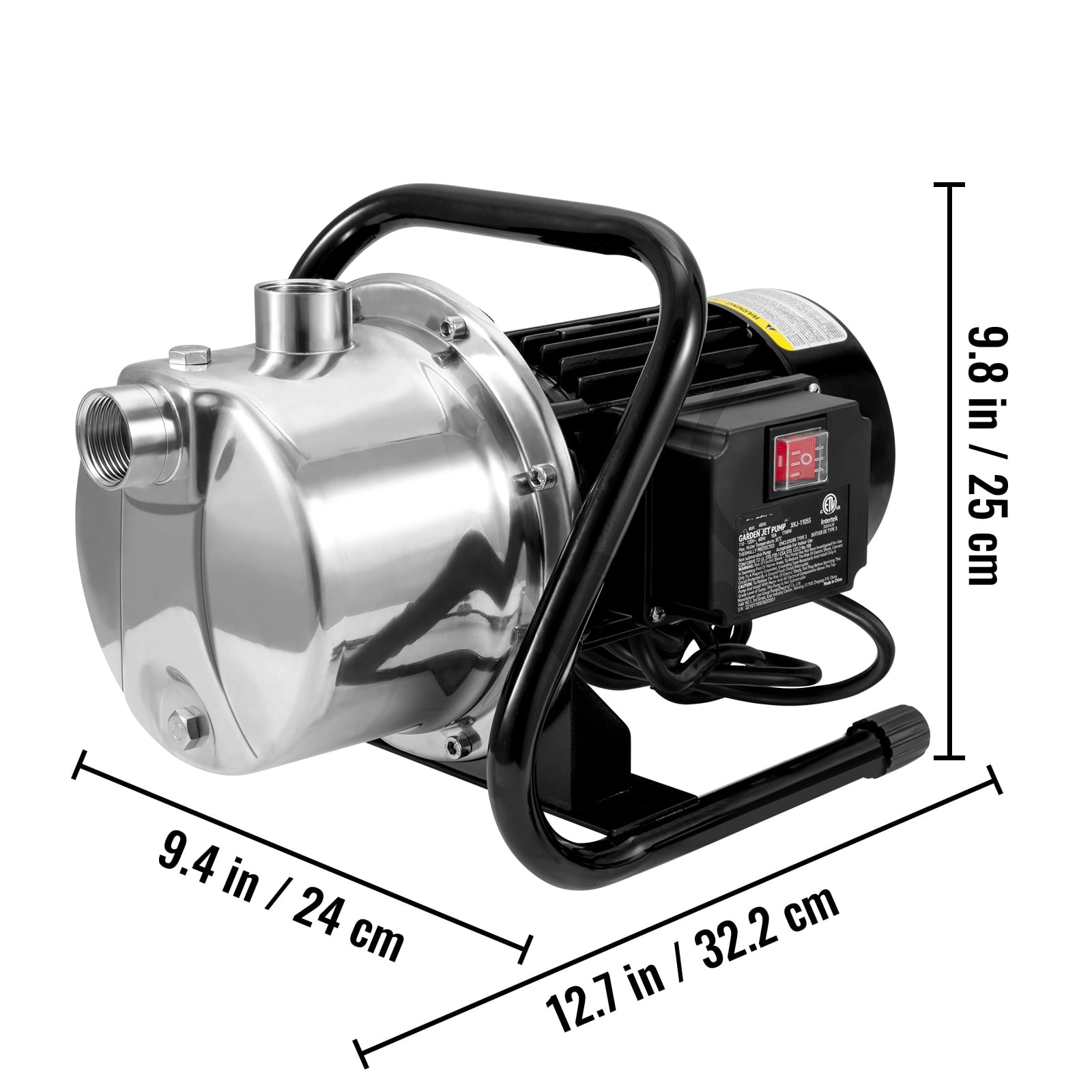 VEVOR Shallow Well Pump Portable Garden Water Jet Pump 1.1HP 978 GPH 131 ft Head