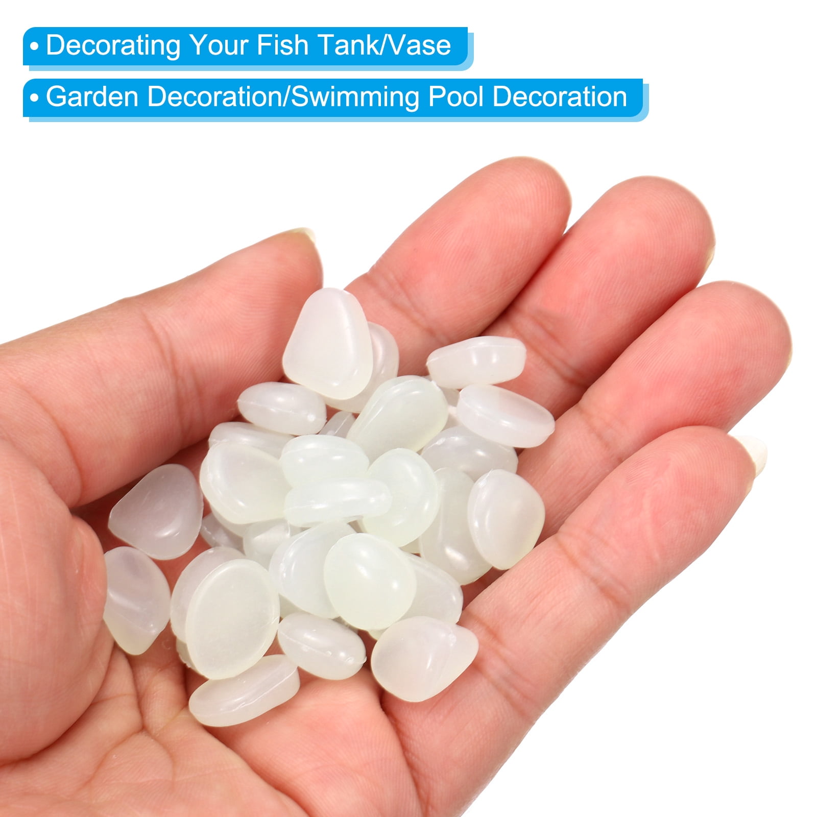 Unique Bargains 100Pack Glow Rocks 8-11mm Glow Pebbles Luminous Stones Decor DIY White