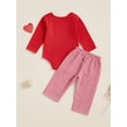 thumbnail image 5 of Baby Toddler Girls Valentine’s Day Outfits 3 6 12 18 Months Long Sleeve Truck Embroidery Romper + Plaid Pants Set Infant Clothes, 5 of 9