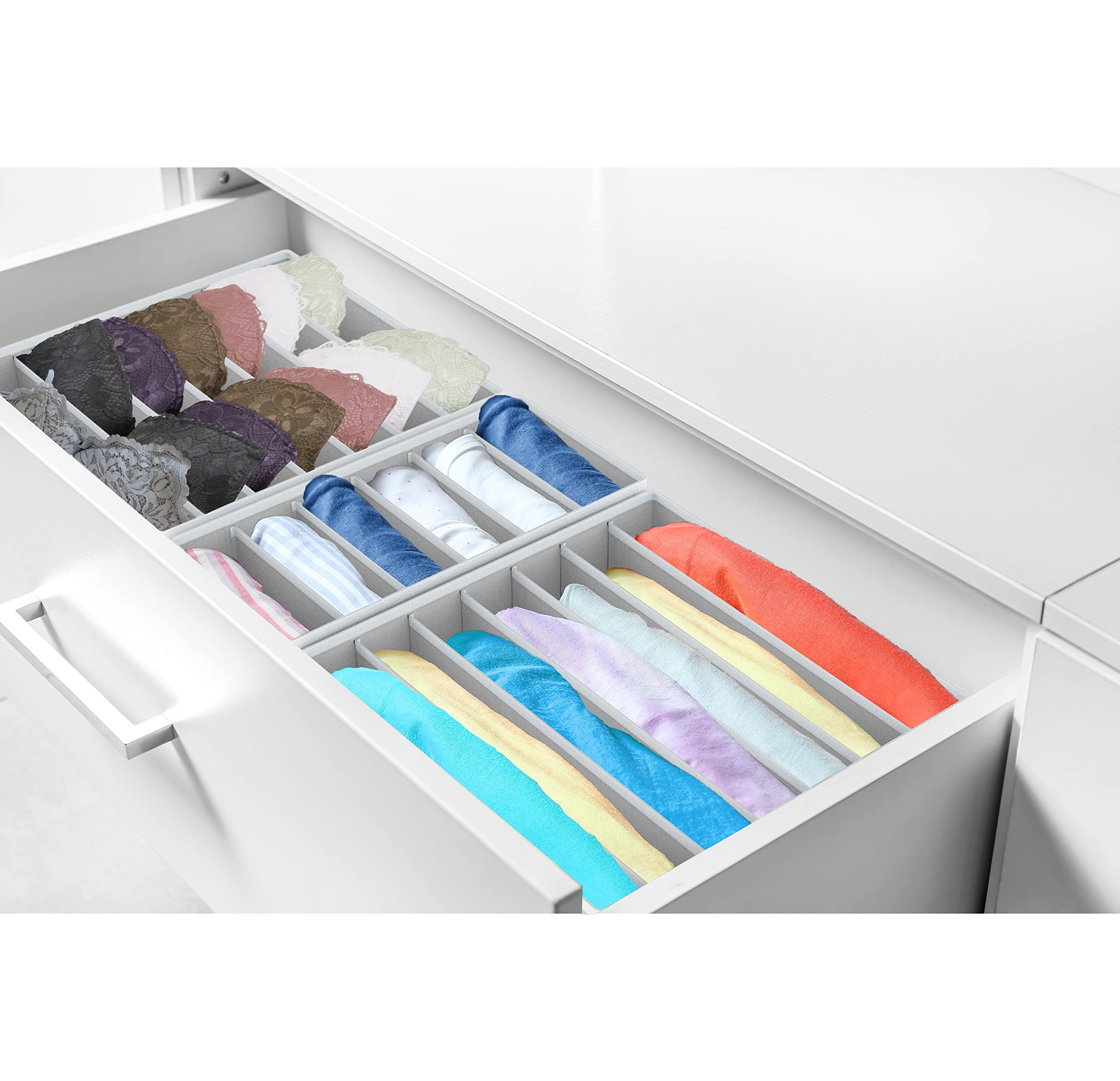 1pc Plastic 4 Compartment Divided Drawer And Closet Storage Bin, Organizer  For Scarves, Socks, Bras, And Underwear, Dress Drawer Organizer, Shelf Orga
