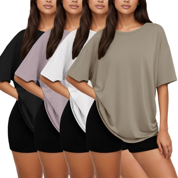 SiiMmcuzy Pack Oversized Tshirts for Women Short Sleeves Workout Tops | Loose Fit, Crew Neck, Baggy, Summer, Casual, Gym, Plus Size, Plain, Tops, Fashion, Clothes, 2026