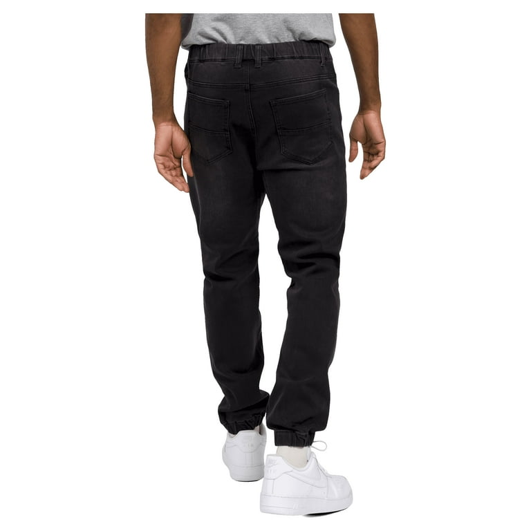 Victorious Mens Drop Crotch Jogger Denim Pants JG803 - Black Victorious Mens Drop Crotch Jogger Denim Pants JG803 - Black