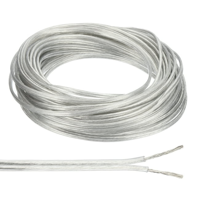 Uxcell Cable Cubierto de 50 pies 18/2, Cordón de lámpara SPT-1 de 300V, Cable electrónico flexible aislado y resistente al calor, Transparente