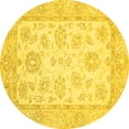 thumbnail image 1 of Ahgly Company Indoor Round Oriental Yellow Traditional Area Rugs, 7' Round, 1 of 4