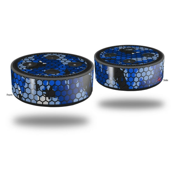 Skin Wrap Decal Set 2 Pack for Amazon Echo Dot 2 - HEX Mesh Camo 01 Blue Bright (2nd Generation ONLY - Echo NOT INCLUDED)