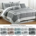 thumbnail image 5 of Chezmoi Collection Caprice 7-Piece Hotel Style Comforter Set California King, Gray/White Square Pattern Block Bedding with Decorative Pillows, Luxurious Lightweight All Season Bed Set, 5 of 9