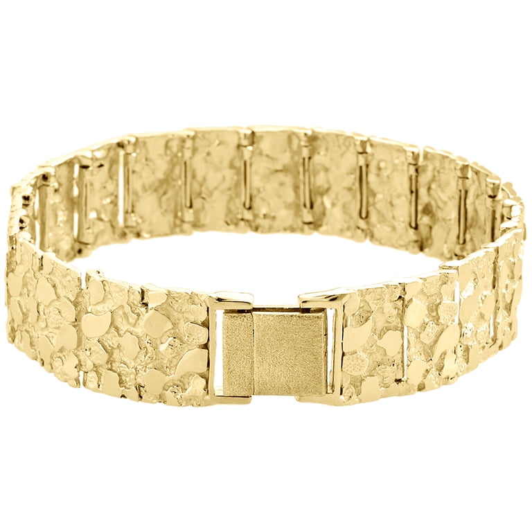 Mens Real 10K Yellow Gold Solid Nugget Ore Style Fancy Link