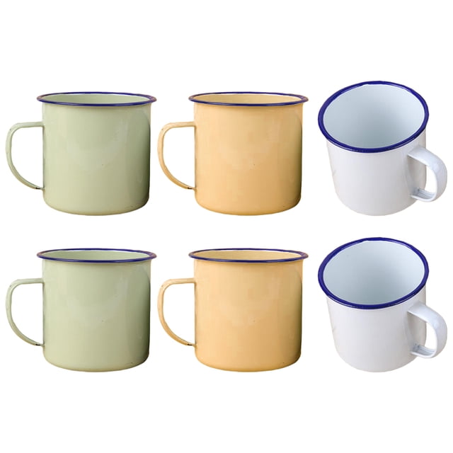 6 Pcs Enamel Mug Tea Drinking Cup Vintage Style Enamel Cup Water Drinking Cup