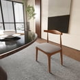 thumbnail image 2 of Set of 2 Dining Chairs, Mid Century High-back Chair with Fabric Upholstered, Four Round Wooden Legs Supports, Office Chair for Dining Room, Office, Bedroom, Walnut&Dark Gray, 2 of 7