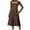 Brown, variant on GDREDA Elegant Square Neck Timeless Midi Dress With Waist Tie For Lady Summer Casual Day Wear Long Sleeve Black,S