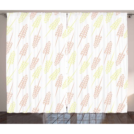 - Harvest Curtains 2 Panels Set, Pattern with Wheat Grain Ears Autumn Organic Food Bread Cereal, Window Drapes for Living Room Bedroom, 108W X 90L Inches, Apple Green Dark Orange White, by Ambesonne