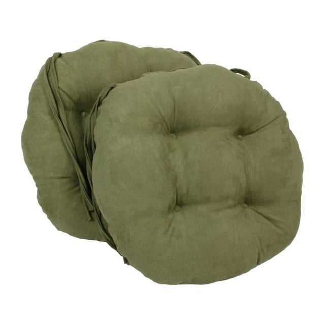 Coussins de Chaise Ronds Capitonnés en Microsuède Uni de 16 Po (Ensemble de 2)