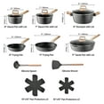 thumbnail image 3 of KFFKFF 17 Piece Non-stick Cookware Set, Compatible with Gas, Electric Induction Stoves, RV Cooking Ensemble with Fry, Sauce, Saute Pans, Reinforced Glass Covers, and Pan Guards, Black, 3 of 9