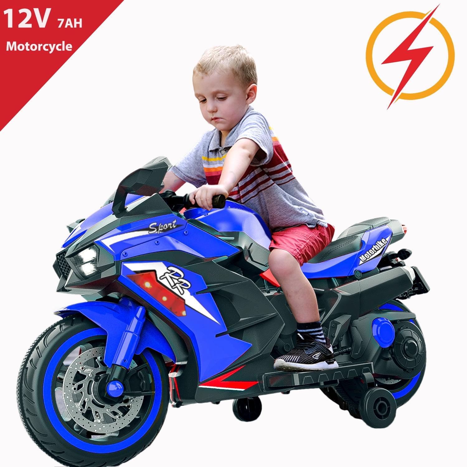 Zogymoz 12V Ride on Motorcycle for Kids, Ride on Toys for Gifts, Electric Motorbike with LED Tire and Bluetooth Music