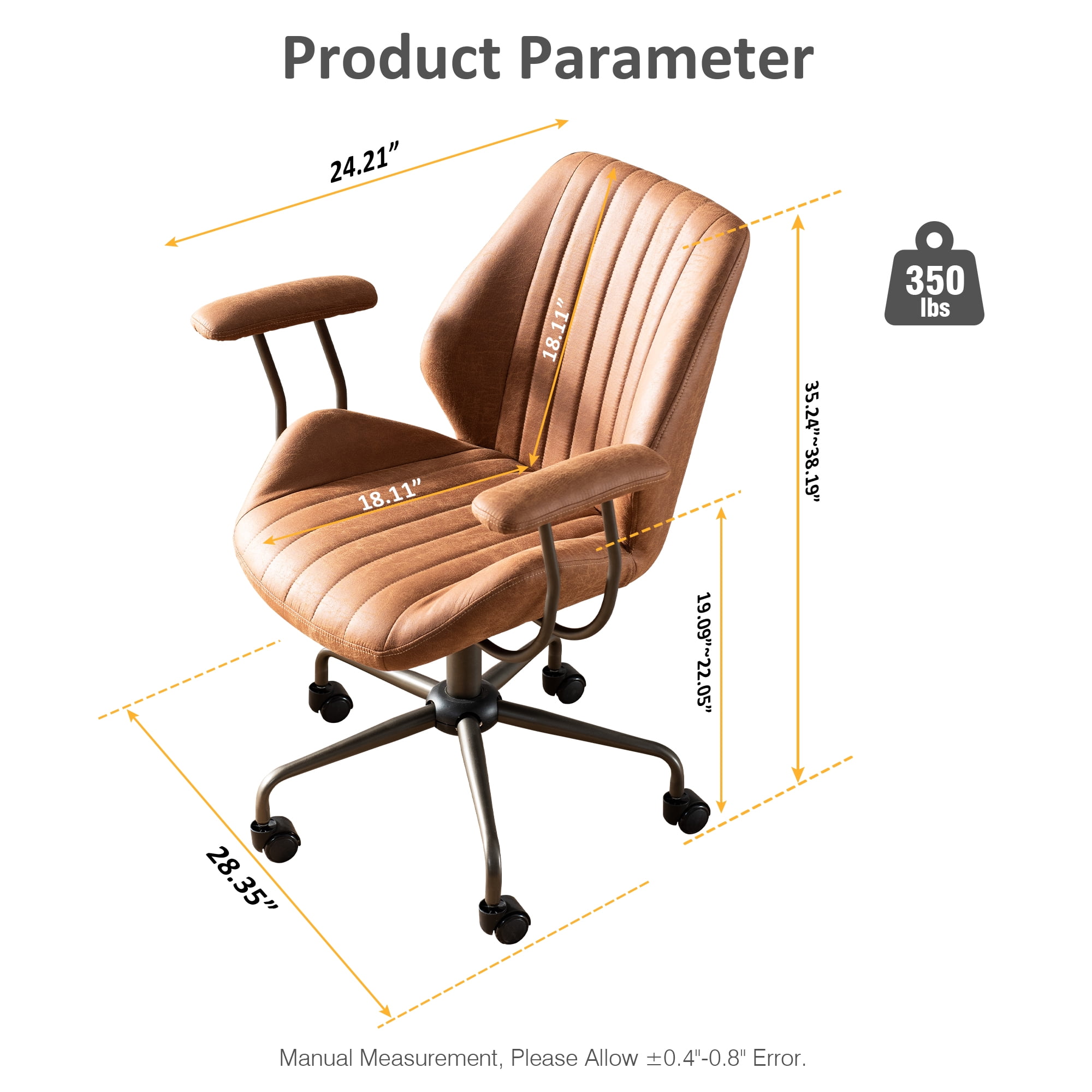 Ovios Office Chair Ergonomic Height Adjustable Home Computer Chair Rolling Swivel Task Chairs with Suede Leather