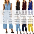 thumbnail image 2 of Capri Jumpsuits for Women Zipper Front Sleeveless Casual Rompers Wide Leg Collared One Piece Jumpsuit Light Blue, XL, 2 of 6