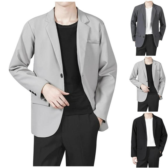 BiZtdJrK Regular Fit Sport Jacket for Men Big and Tall Long Sleeve 2 Buttons Casual Blazers Notched Lapel Solid Fall Suit Jackets with Pockets Black XL