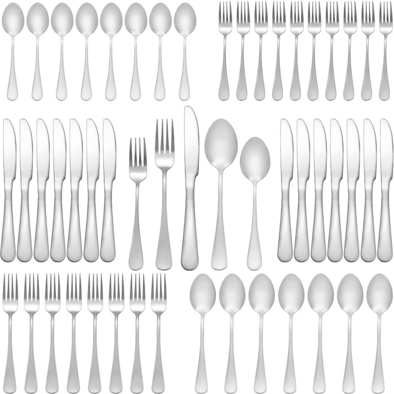 50 Pcs Silverware Set for 10, Food Grade Stainless Steel Flatware Set  Include Fork/Knife/Spoon, Mirror Polished Eating Utensils Sets, Durable