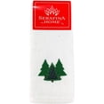thumbnail image 5 of Serafina Home Farmhouse Christmas Fingertip Towels: Plush Velour Cotton Embroidered Forest Trees, One with Decorative Plaid, Set of 2 Towels (18" x 11" Inch), 5 of 6