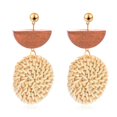 thumbnail image 1 of 2 Pairs Rattan Earrings Lightweight Geometric Statement Woven Bohemian Earrings Handmade, 1 of 5