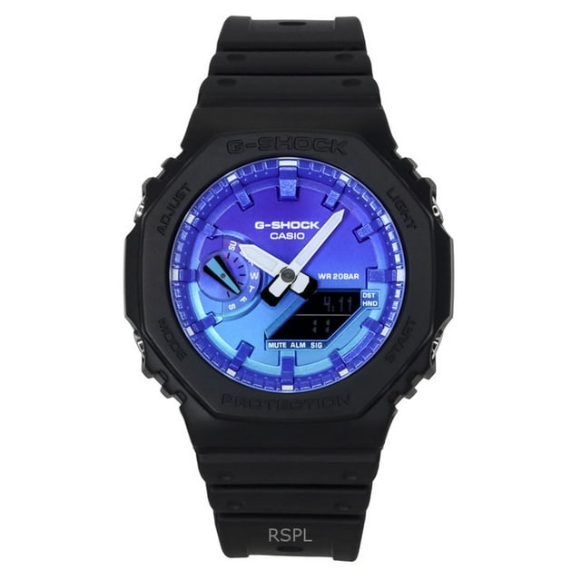 Casio G-Shock Analogique Numérique Bio-Basé Bracelet en Résine Cadran Bleu Quartz GA-2100FL-1A Montre Homme 200M