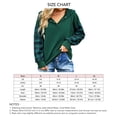 thumbnail image 6 of Hoodie Grid Long Sleeve V Neck Drawstring Button Pocket Casual Fashionable Tops for Women Green XL, 6 of 6