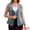 Blue Grey, variant on Women's V Neck Patch Pockets Button Down Sleeveless Jacket L Blue