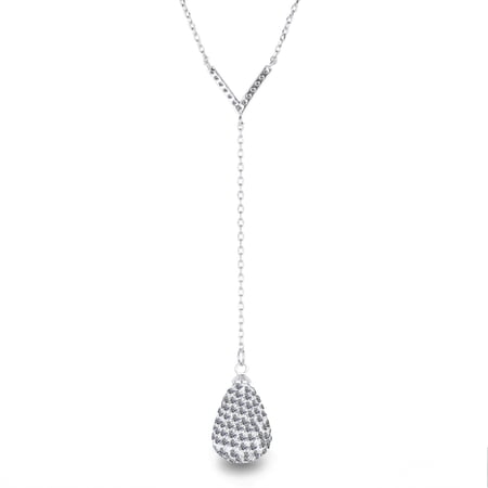 Cate & Chloe Ava 925 Sterling Silver Teardrop Y Necklace With Simulated Diamond Crystals for Women