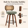 thumbnail image 5 of SESSLIFE Swivel Bar Stools Set of 2, 25.6" Counter Height Barstools with Upholstered Linen, Curved Backrest & Footrest, Mid-Century Modern Kitchen Stools for Kitchen Island, Green, 5 of 8