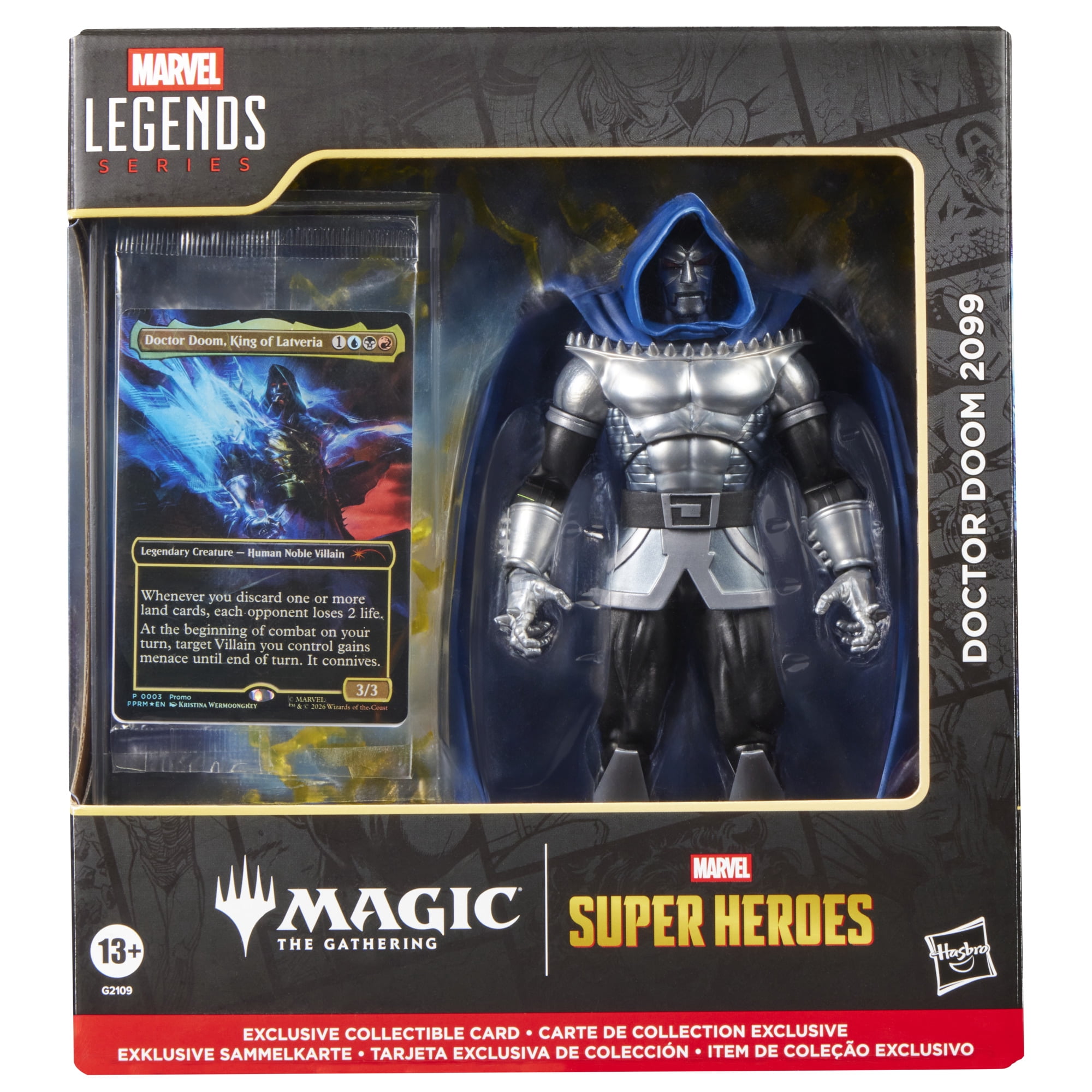 Marvel Legends Series Marvel Super Heroes Magic: The Gathering Doctor Doom 2099, 6" Action Figure plus Exclusive Foil Trading Card