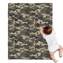 Green Brown Camo Classic Shapes Pattern Blanket,Comfortable Soft Flannel Throw Blanket,All Season,Warm Lightweight Blankets for Sofa Bed Couch Living Room Chair,30"x40"