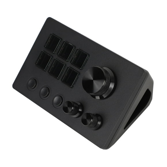 Visual Keyboard, Visual Keyboard with Knobs 6 Keys LCD Custom Buttons Programmable Keyboards Visual Keyboard for OBS for Twitch for OS X PC
