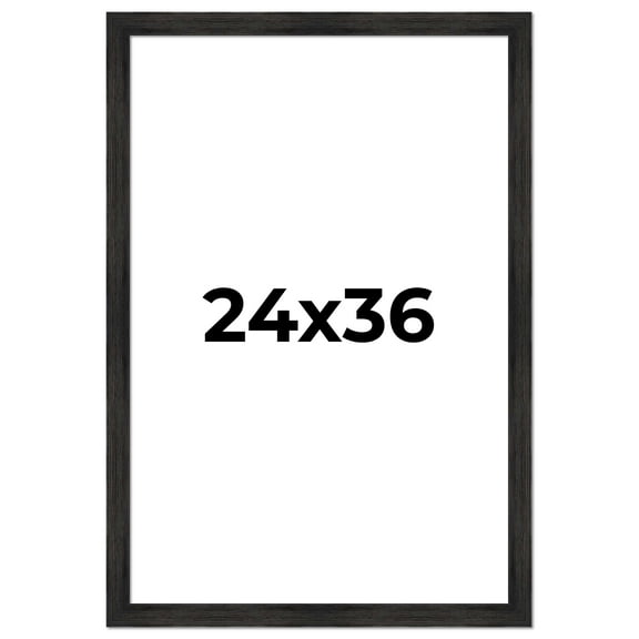24x36 Frame Black Rustic Barnwood Solid Wood Picture Frame | 1.5 Inch Moulding Width | Includes UV