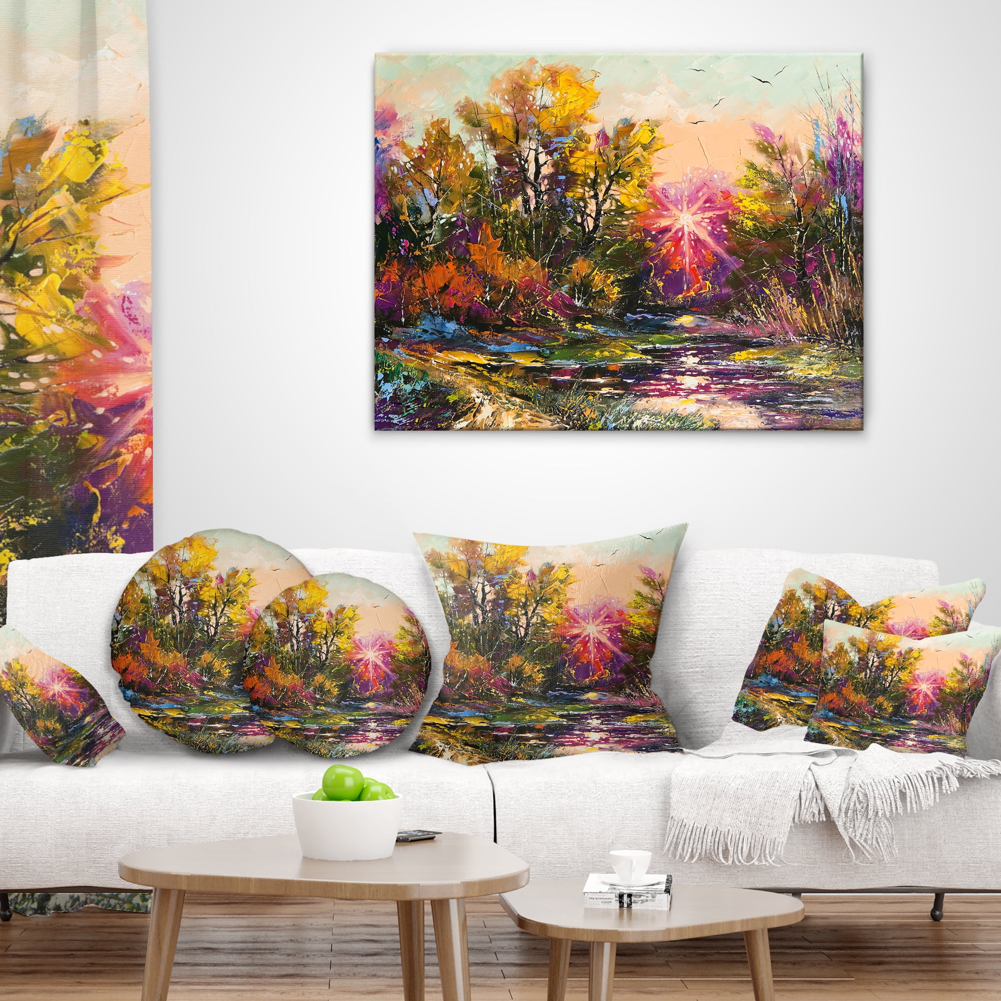 Designart Farewell to Autumn - Landscape Printed Throw Pillow - 18x18